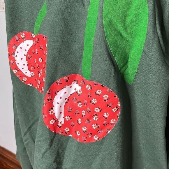 Mighty Fine Womens Sweatshirt Cherry Crewneck Hunter Green Size 1X NWT - Picture 3 of 9